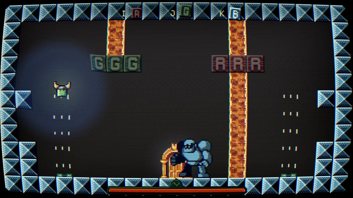The golem boss room in the blue dimension